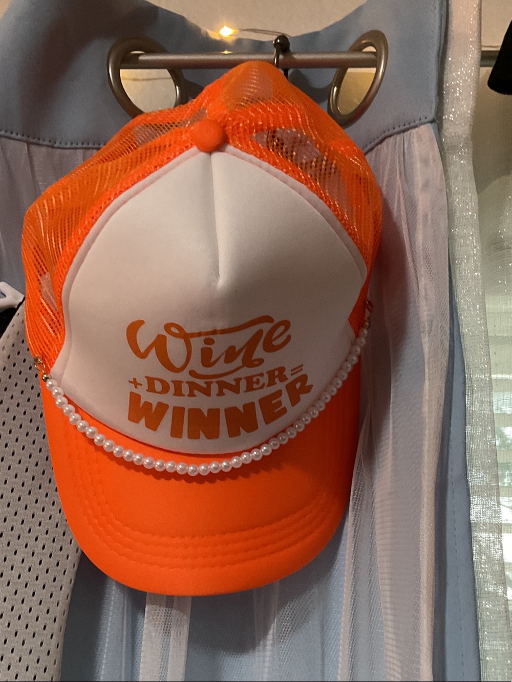 Orange & White 'Wine Dinner Winner' Trucker Hat